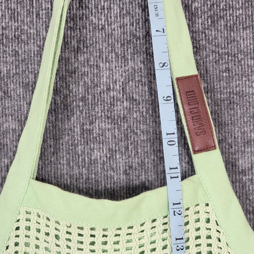 Sand Cloud Crochet Tote Green 100% Organic Cotton Mesh Boho Market Shoulder Bag - Picture 5 of 11